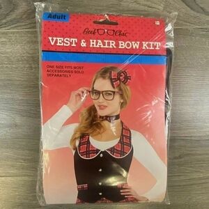 Geek Chic Vest & Hair Bow Set Halloween Costume Cosplay OSFM One Size Fits Most